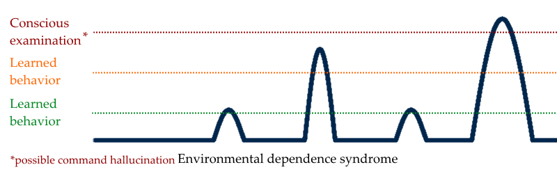 Visual representation of environmental dependency syndrome